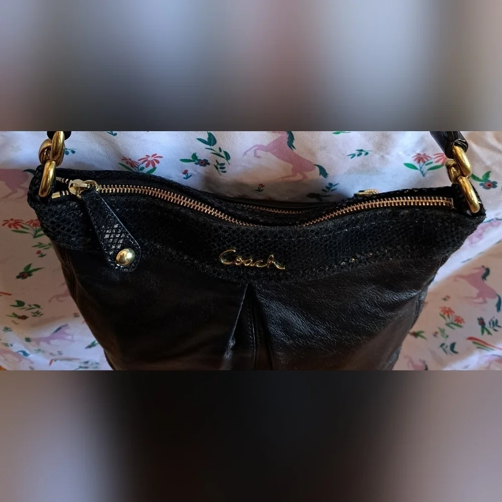 NWOT Y2K Vintage Coach Ashley Metallic Snake & Black Leather Hobo Purse Bag